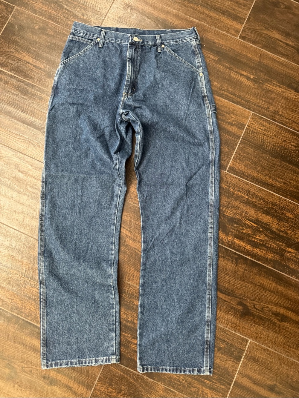NWT Wrangler Loose Fit Carpenter Jeans Blue Denim 34x34 Workwear Tech Pocket